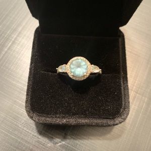 Beautiful blue & white sapphire silver ring
